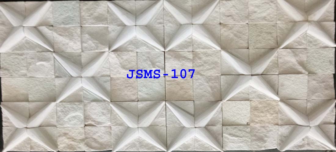 White Stone Wall Tile With Star Pattern and Split Face Stone Cladding Mosaic Tiles
